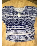 Size 1 Chico’s Lined Geo Stripe Kandance Top In Electric Blue BNWTS - $376.98 MXN