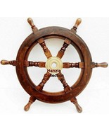 18&quot; Boat Wooden Wheel Ship Steering Wheel Nautical Wall Decor Replica - £59.97 GBP