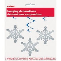 Winter Snowflake 3 Hanging Swirls 26&quot; Christmas Frozen Party - $3.46