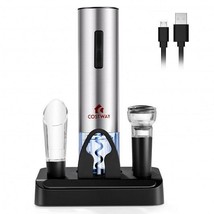 6-in-1 Electric Wine Bottle Opener Set with Foil Cutter - Color: Black - $92.49