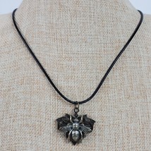 Vintage BOHO Black Queen Bee Pendant 1.25 Inch on Cord Necklace 18&quot; - £13.20 GBP