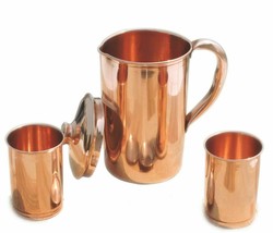Pure Copper Drinking Water Jug Pitcher  Tumbler For Health Benefit 1.5Ltr +300ml - £20.49 GBP