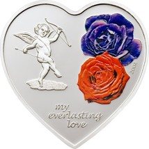 25g Silver Coin 2008 Cook Islands $5 My Everlasting Love Heart Shaped Cupid - £110.01 GBP
