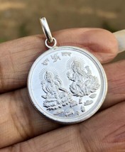 999 Pure Silver Hindu Religious Lakshmi Ganesh Coin Pendant 5.3 gm 1 Pc - £19.25 GBP