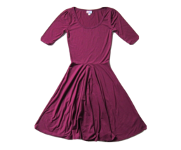 NWoT LuLaRoe Nicole in Solid Maroon Stretch Jersey Fit &amp; Flare Dress XXS 2XS - £14.76 GBP