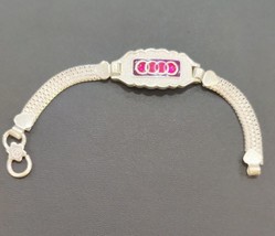 Kids Solid Silver Red Enemal  Audi Car Symbol Bracelet Charm Chain  6&quot; - $40.72
