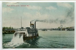 Paddle Steamer Fox River Oshkosh Wisconsin 1908 postcard - £4.66 GBP