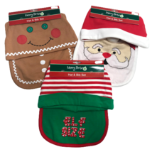 Merry Brite Baby Christmas Hat &amp; Bib Set Striped Elf Gingerbread Santa Holiday - £14.10 GBP