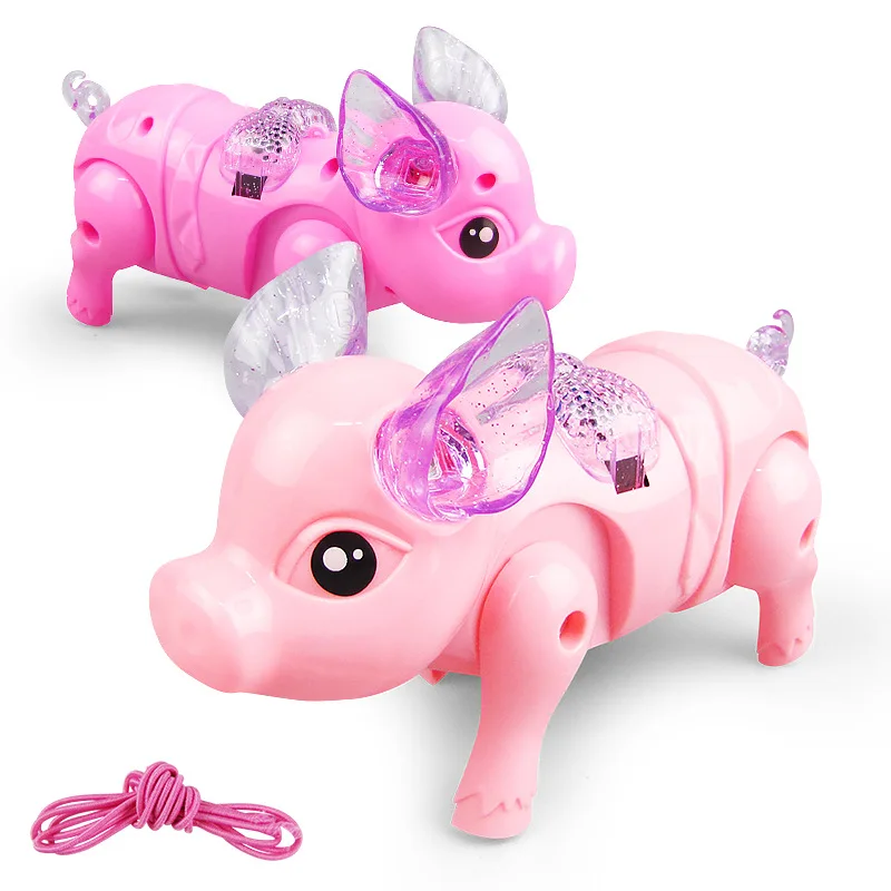 Rope Pig Electric Walking Luminous Music Portable Children Creative Toy Electric - £18.09 GBP