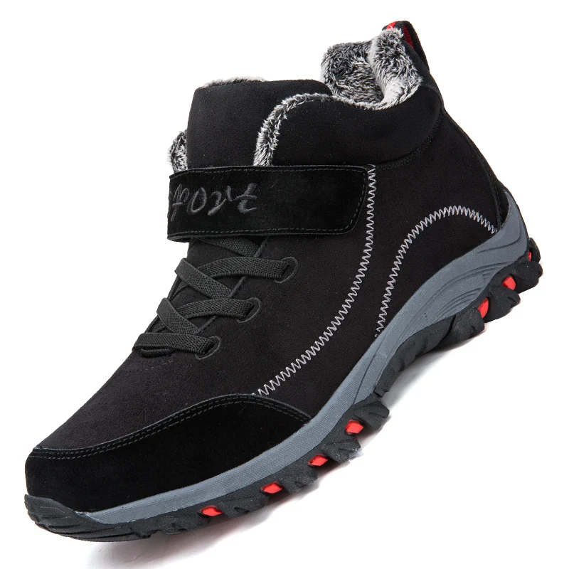 Winter Men Boots Plush Leather Waterproof Sneakers Climbing Shoes Unisex Women O - £28.87 GBP