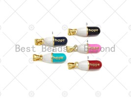 Enamel Colorful Pill Shape Pendant Charm,Hope Word Pink Turquoise Black Cobalt - £2.81 GBP