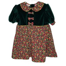 Allison Ann Holiday Christmas Dress Girls 3T Green Bodice Paisley Berry Skirt - £11.89 GBP