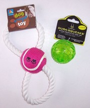 NEW Lot of 2 Dog Throwing Ball Toys (1 Rope Toy, 1 with Super Squeaker)  - $16.99