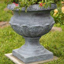 Zaer Ltd. Large Magnesium Urn-Style Flower Planters (30.9&quot;, Antique Gray... - £639.47 GBP