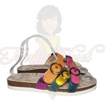 Think! Shik Women&#39;s 3 Band Multi-color Open Toe Buckle Backless Sandals ... - $110.00