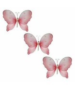 The Butterfly Grove Isabella Butterfly Decoration Small 5&quot;x4&quot; Pink 3 pc - £11.66 GBP