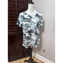 Jaclyn Intimates Lounge Shirt Women&#39;s L Multicolor Camo Stretch Crew Neck New - £14.53 GBP