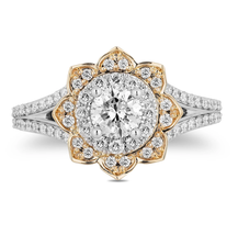 Engagement Ring Two-Tone Silver Diamond Jasmine Engagement Ring Princess Ring - £95.12 GBP