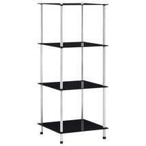 4-Tier Shelf Black 40x40x100 cm Tempered Glass - £34.42 GBP