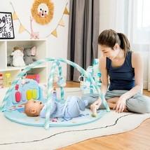 Baby Activity Play Piano Gym Mat with 5 Hanging Sensory Toys-Blue - Color: Blue - £73.53 GBP