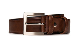 Dress Formal Belt on Full Grain Vegan Leather &amp; Square Frame Sleek Metal Buckle - £36.53 GBP