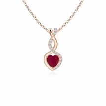 ANGARA Ruby Infinity Heart Pendant Necklace with Diamond for Women in Rose Gold - £304.54 GBP