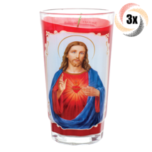 3x Cup Candle Sacred Heart Prayer Glass Candle | Long Burntime | Fast Shipping - £22.77 GBP