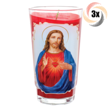 3x Cup Candle Sacred Heart Prayer Glass Candle | Long Burntime | Fast Shipping - €25,53 EUR