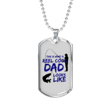 Father gift Reel Cool Dad Necklace Stainless Steel or 18k Gold Dog Tag w... - £37.27 GBP+