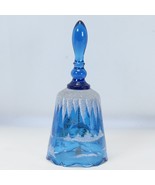 Fenton Bell Frit Winter Scene on Cobalt #954 of 2500 6 3/4&quot; Tall w/Sticker - $42.13