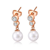 Pearl &amp; Cubic Zirconia Drop Earrings - £3.12 GBP