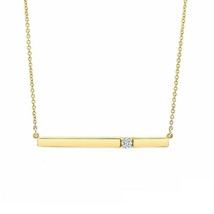 0.1 ct  Brilliant Moissanite 14K Yellow Gold Plated Silver Bar Pendant Necklace - £68.97 GBP