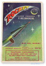 Rocket Fireworks Firecracker 4th July Man Cave Retro Wall Décor Large Metal Sign - £19.80 GBP