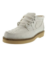 Mens Crocodile Ostrich Skin Shoes White Leather Casual Sneakers Size 7.5... - $232.49 CAD