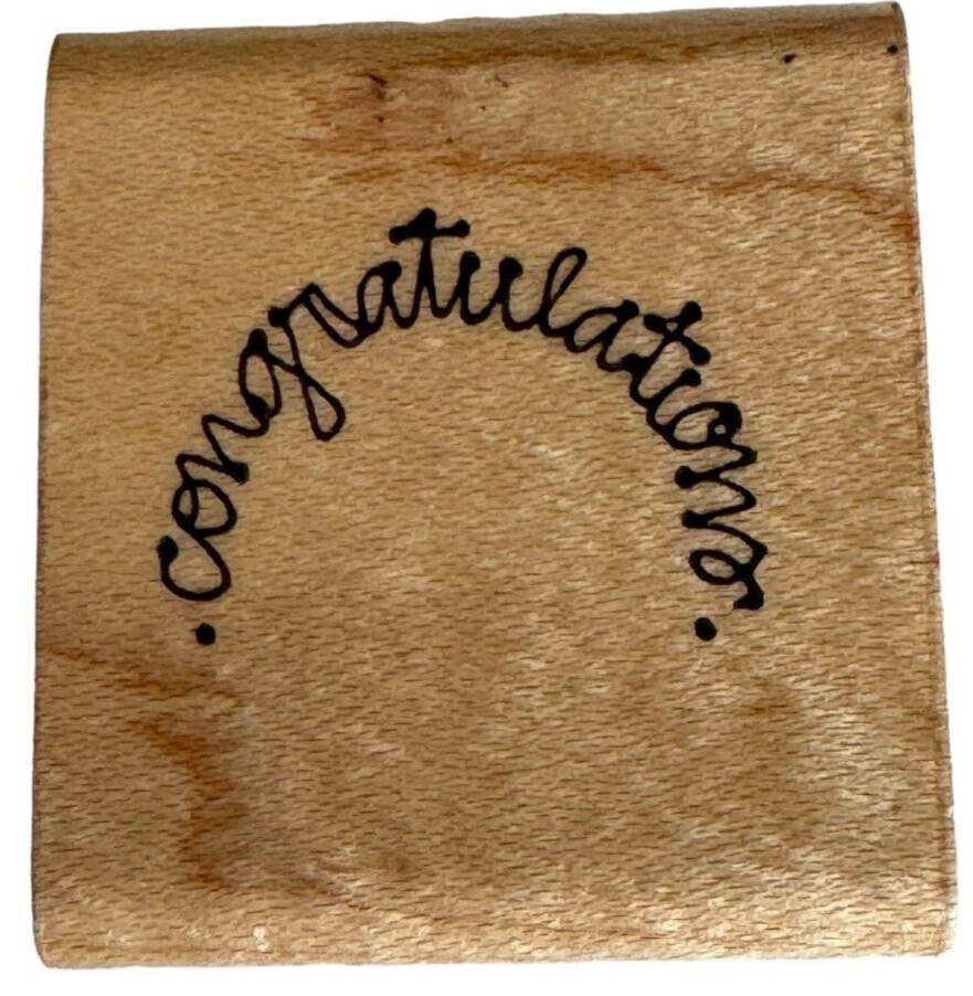 DOTS Rubber Stamp Congratulations Cursive Writing Card Making Words Small Curve - $2.99