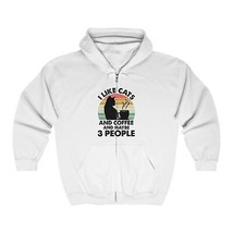 I like cats and coffee and maybe 3 people Unisex  Full Zip Hooded Sweats... - £37.63 GBP+
