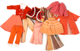 Vintage Barbie Clone Doll Clothes Lot Mod Orange Plaid Stripe Corduroy - £26.28 GBP
