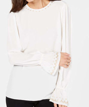 MICHAEL Michael Kors Womens Studded Bell Sleeve Top Size Medium Color Bone - £97.38 GBP