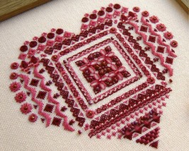 Red Heart Cross Stitch Love Sampler pattern pdf - Wedding Heart embroide... - £3.10 GBP