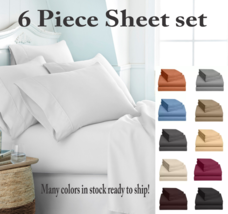 6 Piece 2100 Series Super Soft Bed Sheet Set for Thick Deep Pocket Mattresses
