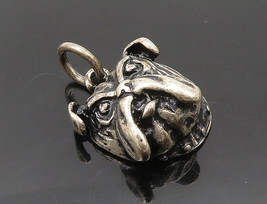 925 Sterling Silver - Vintage Dark Tone Bull Dog Face Drop Pendant - PT14980 - £24.41 GBP