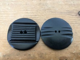 Vintage Antique Mismatched Pair Set Black Bakelite Mid Century Buttons 4... - $36.62