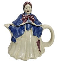 Vintage Teapot Maiden Little Old Lady Figure Umbrella Dutch Cobalt Blue 6&quot; tall - £19.14 GBP