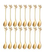 AnSaw 16-Pack Elegant Gold Leaf 4.7&quot; Espresso Spoons Stainless Steel Mini - $194.18 MXN