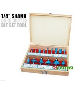 1/4&quot; Shank 15pc Router Bit Wood Working Power Tools Shop Carbide Tipped Set - $23.36
