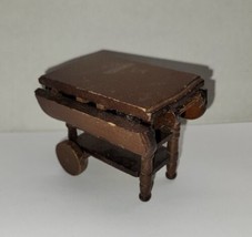 Vintage Price Hello Dolly Drop Leaf Wooden Serving Table Cart Dollhouse Piece - £19.77 GBP