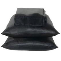 2 Standard / Queen size SATIN Pillow Cases / Covers BLACK Color - Brand New - £11.72 GBP