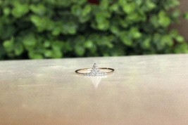 Diamond Ring for Women, Triangular Shape Ring , 10k Solid Gold, Natural Diamonds - £177.96 GBP