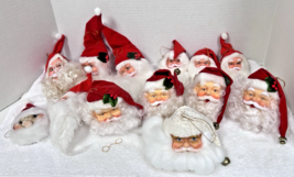 Lot of 13 Santa Heads Soft Rubber + Big White Beards Christmas Ornaments... - $18.32