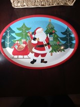 Santa Large Plastic Platter 18x13 Inches - $10.77
